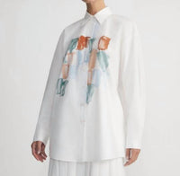 Lafayette 148 - Painter's Palette Print Cotton Poplin Oversized Shirt