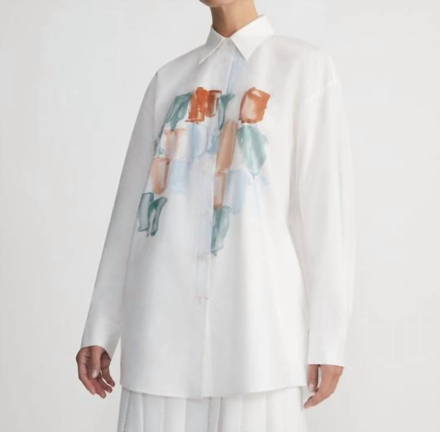 Lafayette 148 - Painter's Palette Print Cotton Poplin Oversized Shirt