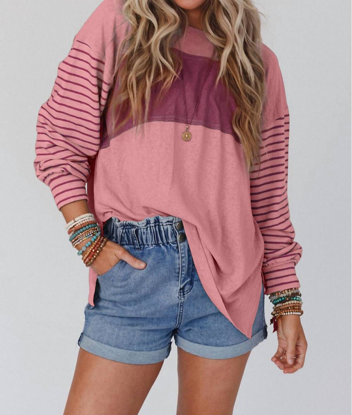 Lily Clothing - Color Block Striped Top