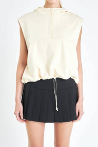 Grey Lab Sleeveless zippered hoodie in cream - women's top - alternate view