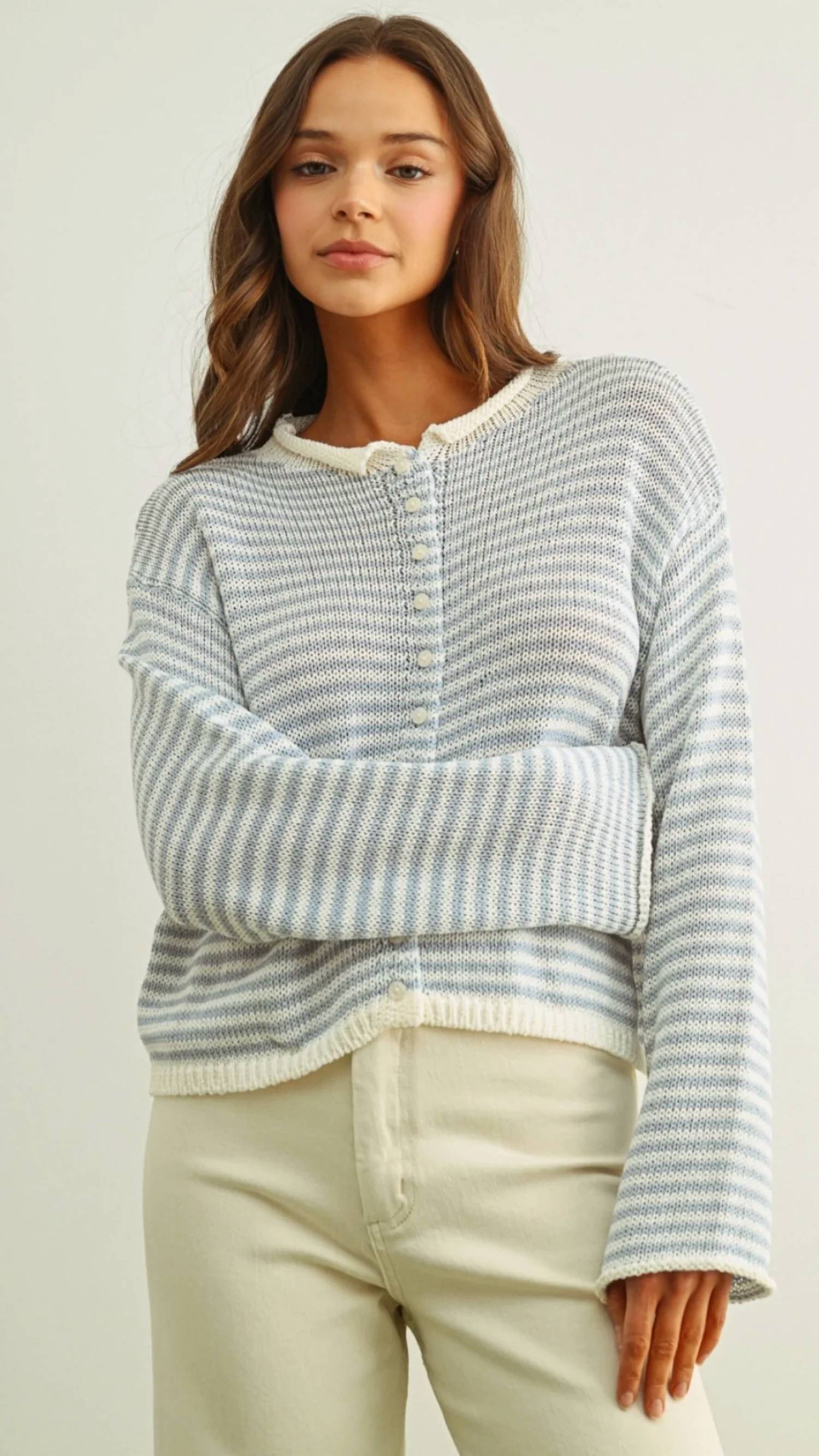 Miou Muse - Button Front Knit Cardigan