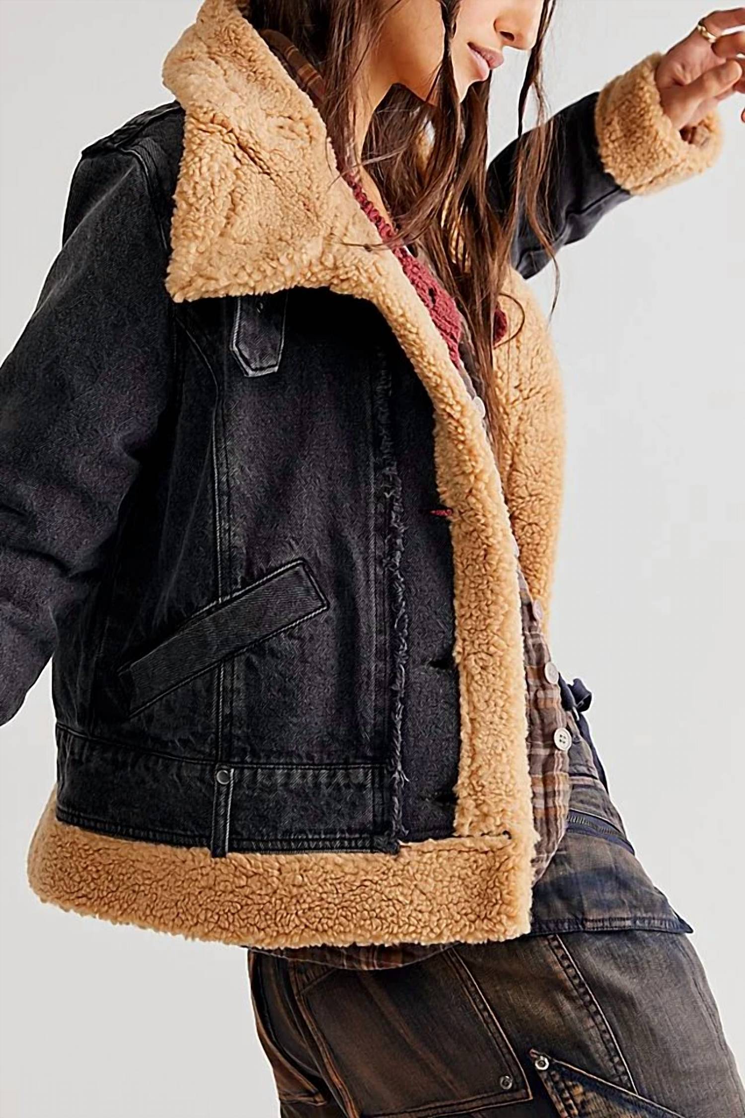 We The Free - Rylee Denim Cozy Moto Jacket