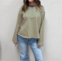 MOD REF The Jessie Top in blue yellow - women's long sleeve top - alternate view