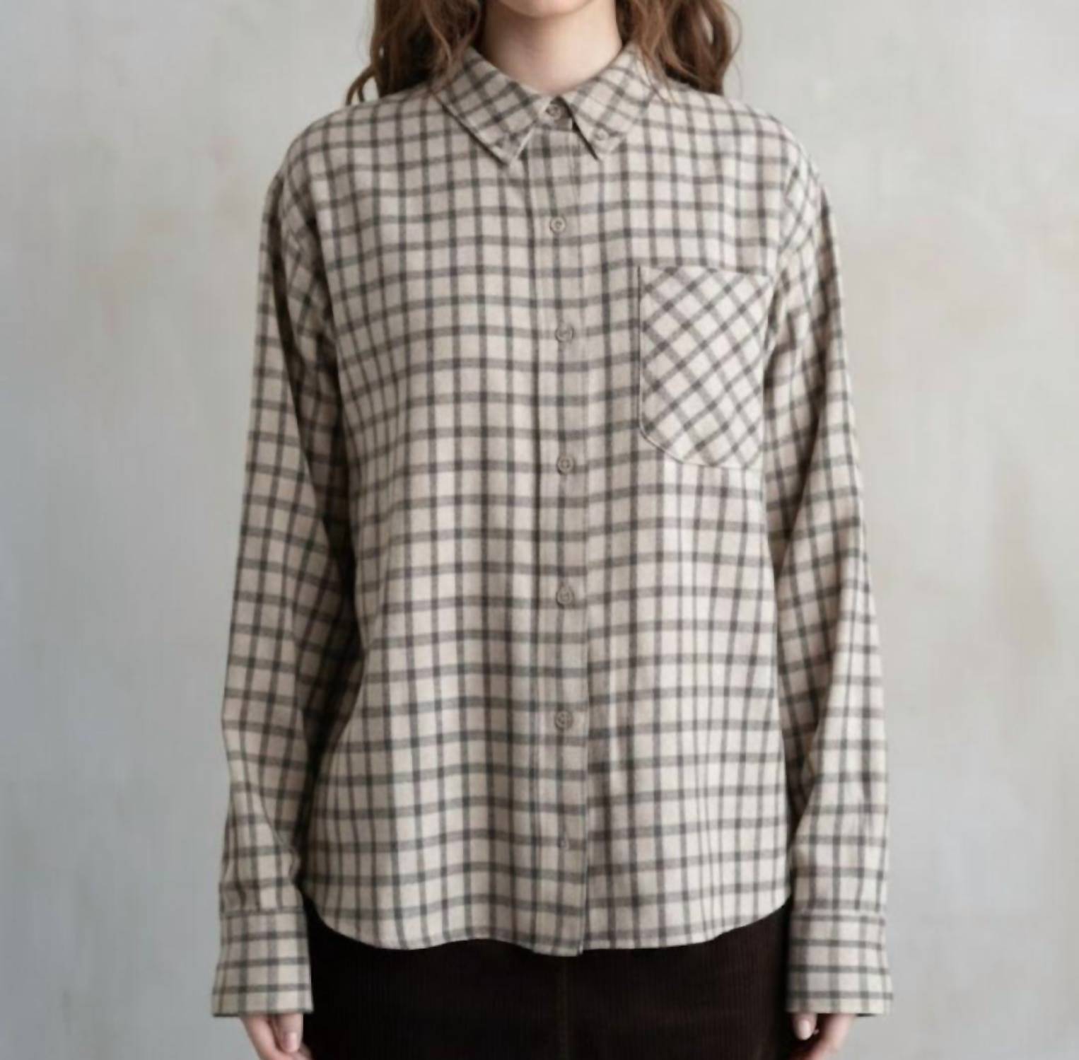 Elle Grey - Carly Windowpane Check Button Down