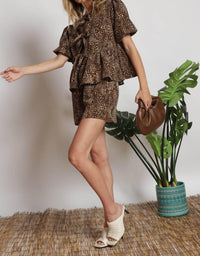 Blue Buttercup - Venita Leopard Print Short Set