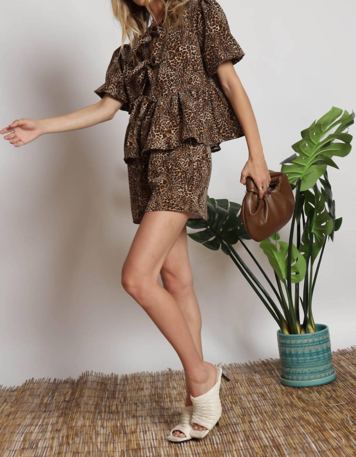 Blue Buttercup - Venita Leopard Print Short Set