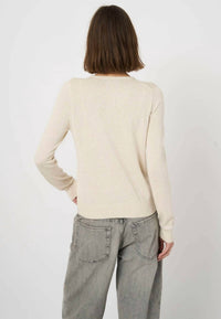 REPEAT cashmere Fine Knit Cardigan in ivory - women's cardigan - detail view