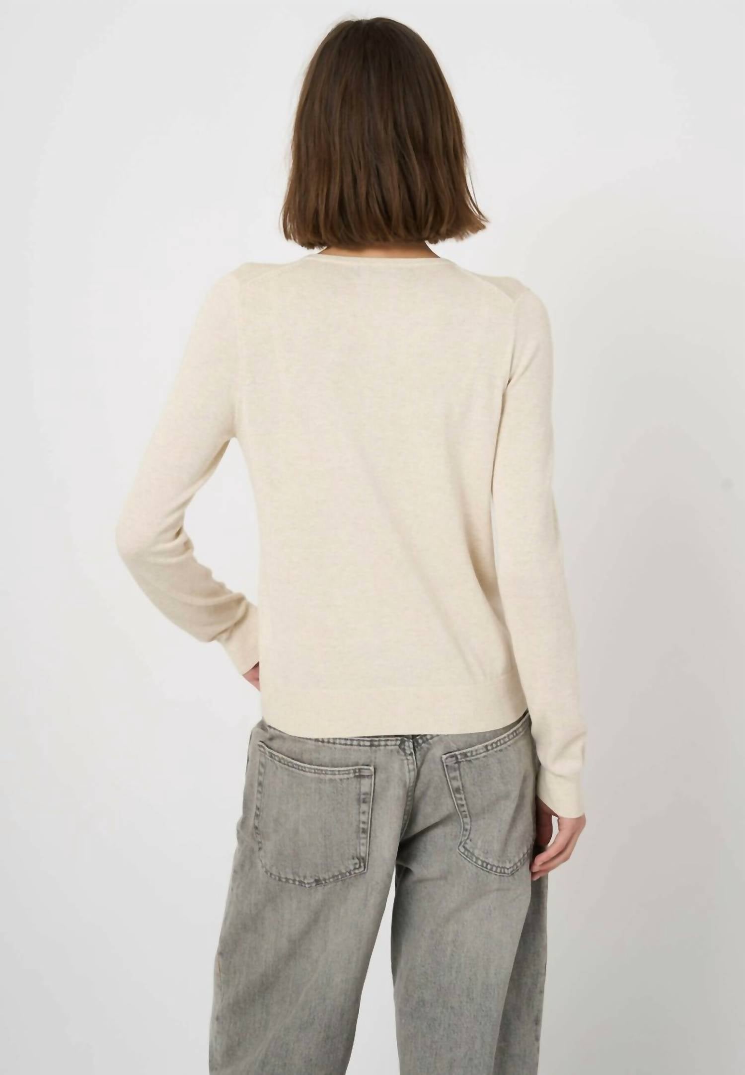 REPEAT cashmere Fine Knit Cardigan in ivory - women's cardigan - detail view