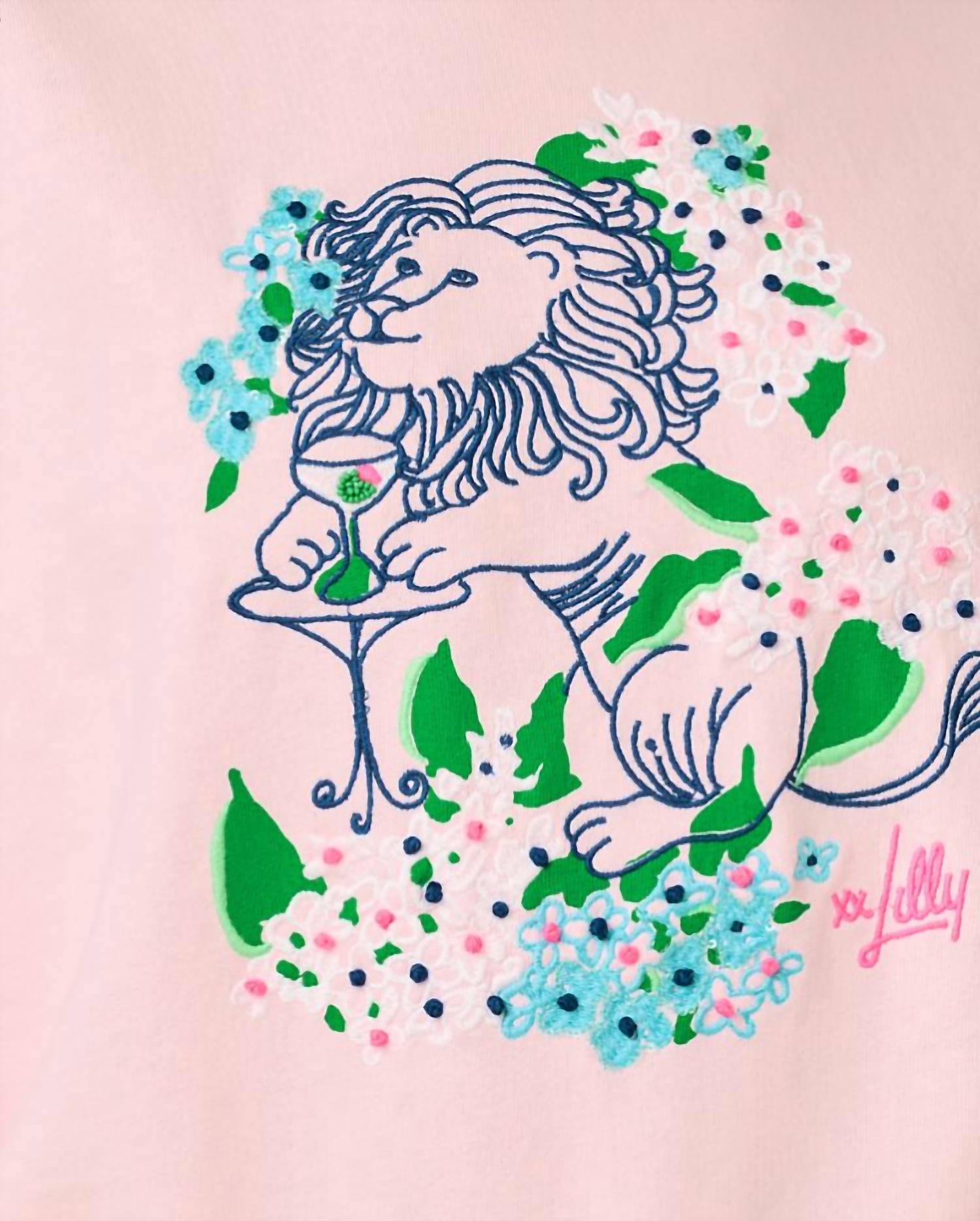 Lilly Pulitzer BALLAD LONG SLEEVE SWEATSHIRT in multi lydia lion embellishment - women's top - view 5