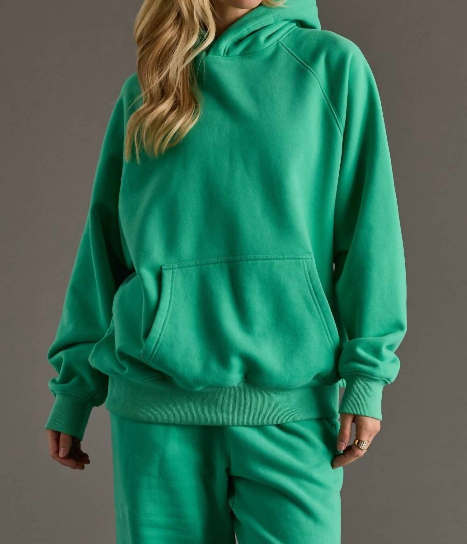 Panache Apparel Relaxed Hooded Sweatshirt in green - women's top