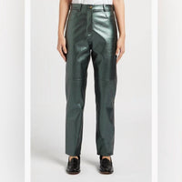 The Label Edition Women's Marlon Pants in metallic green - women's pants