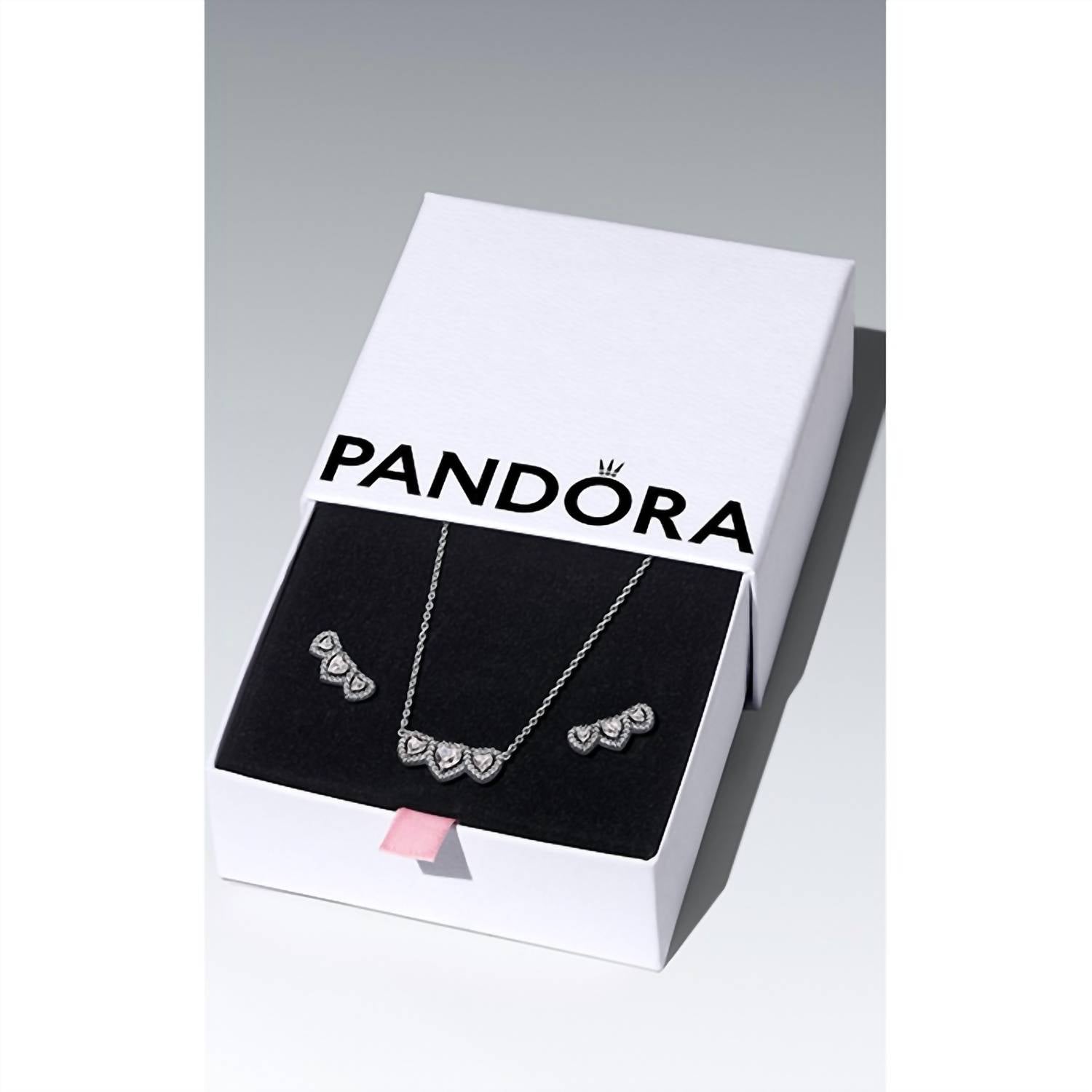 Pandora Halo Heart Trio Jewelry Gift Set in silver - women's jewelry
