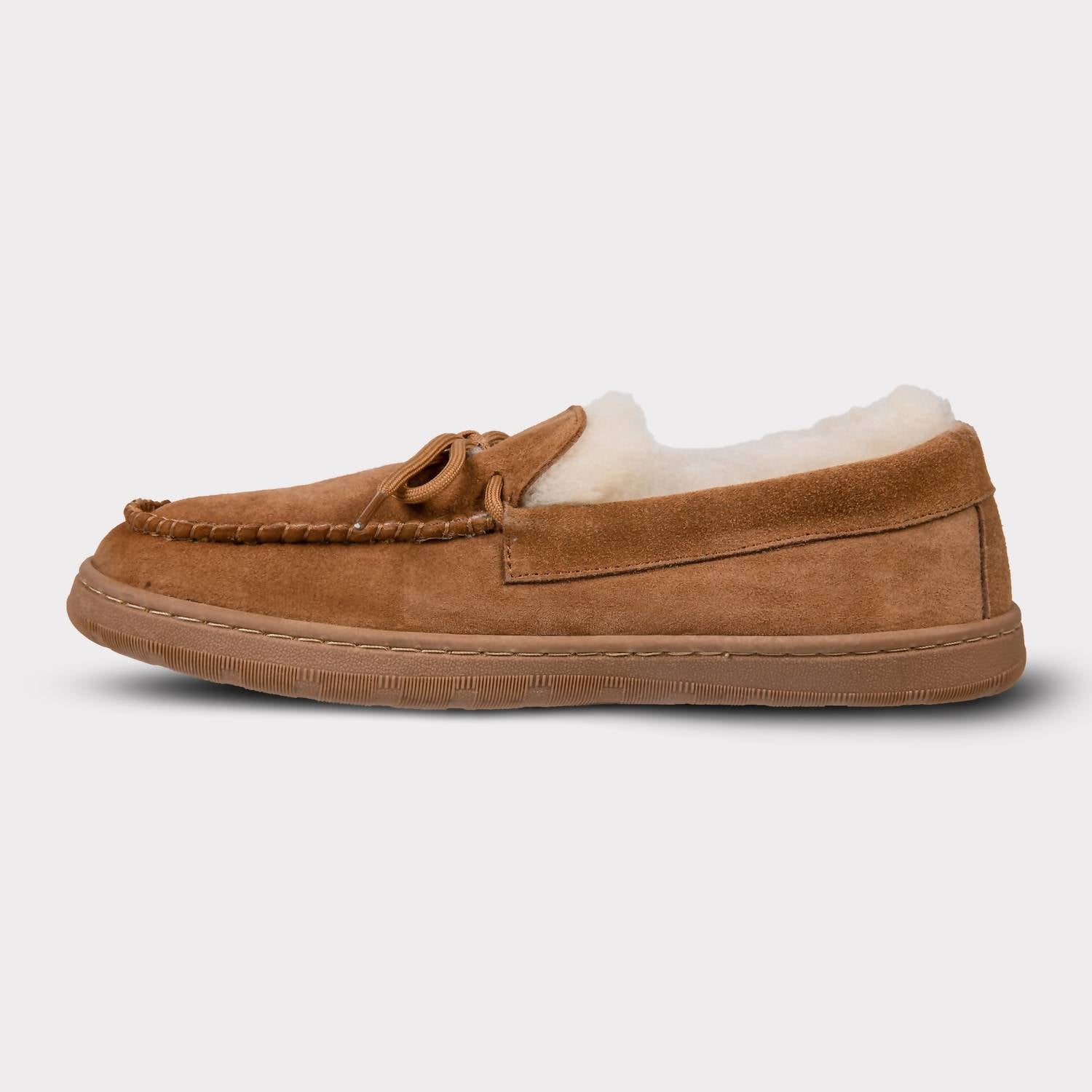 Lamo Men's Doubleface Sheepskin Moccasin in chestnut - men's loafer - detail view