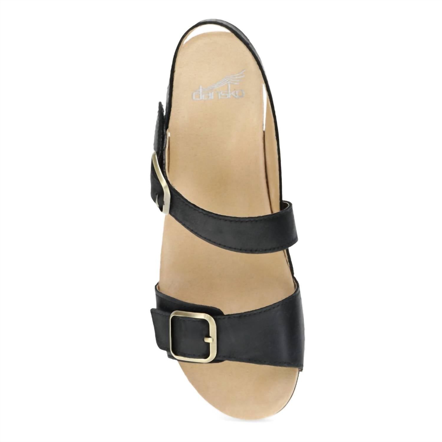 dansko Women's Trinity Wedge Sandals in black burnished nubuck - women's sandal - view 5