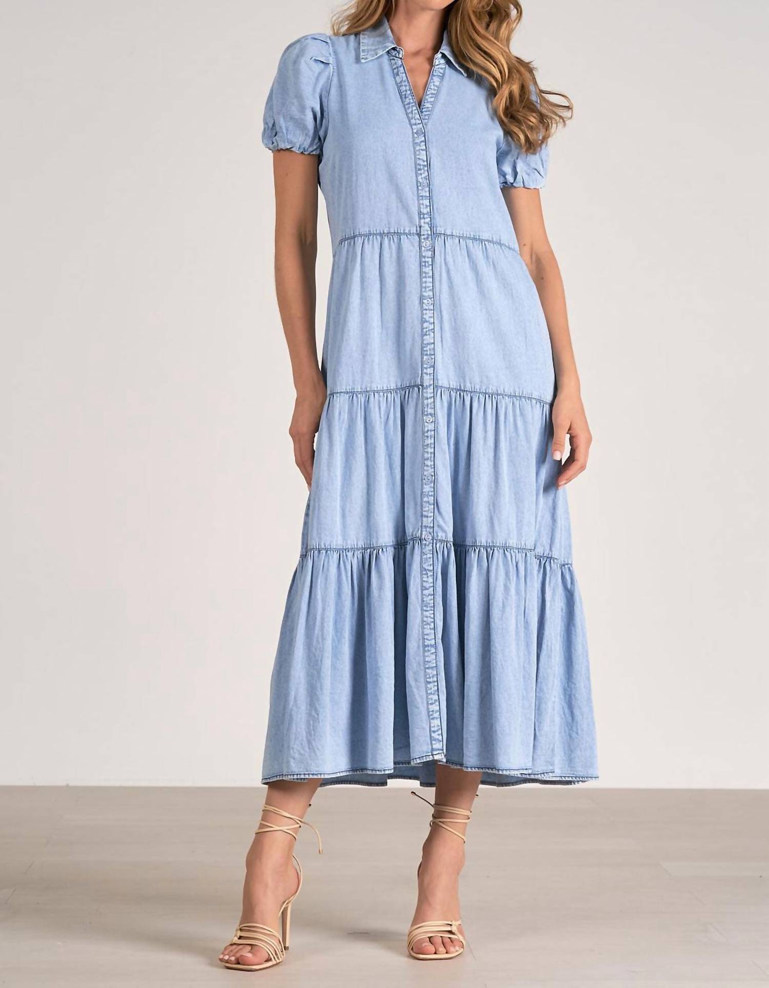 Elan - Cotton Short Sleeve Midi Dress