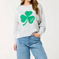 Shiraleah Shamrock Lucky Relaxed Sweatshirt in grey - women's top