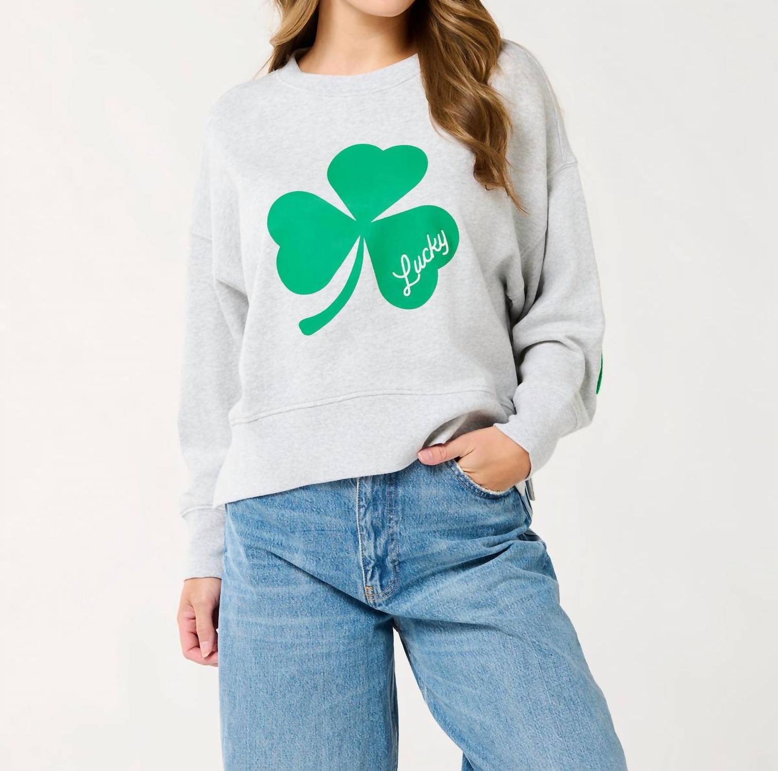 Shiraleah Shamrock Lucky Relaxed Sweatshirt in grey - women's top