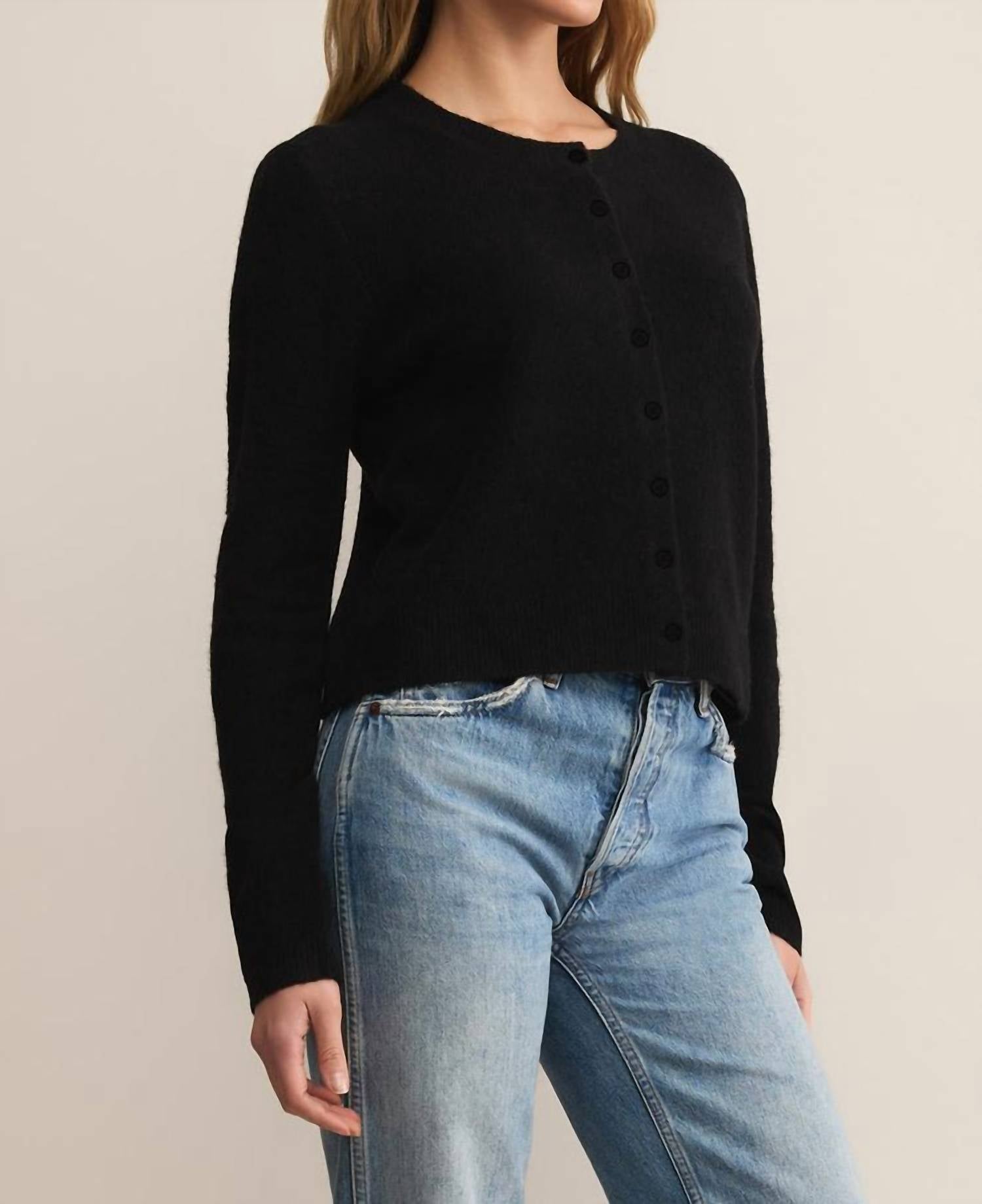 Z Supply Medina Cardigan in black - women's cardigan - detail view