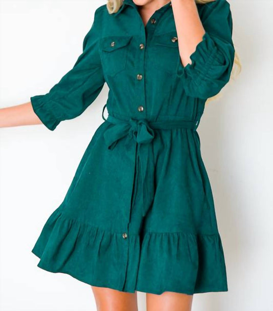 Entro - Corduroy Belted Dress