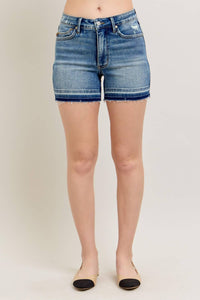 Judy Blue - Mid Rise Tummy Control Release Hem Shorts