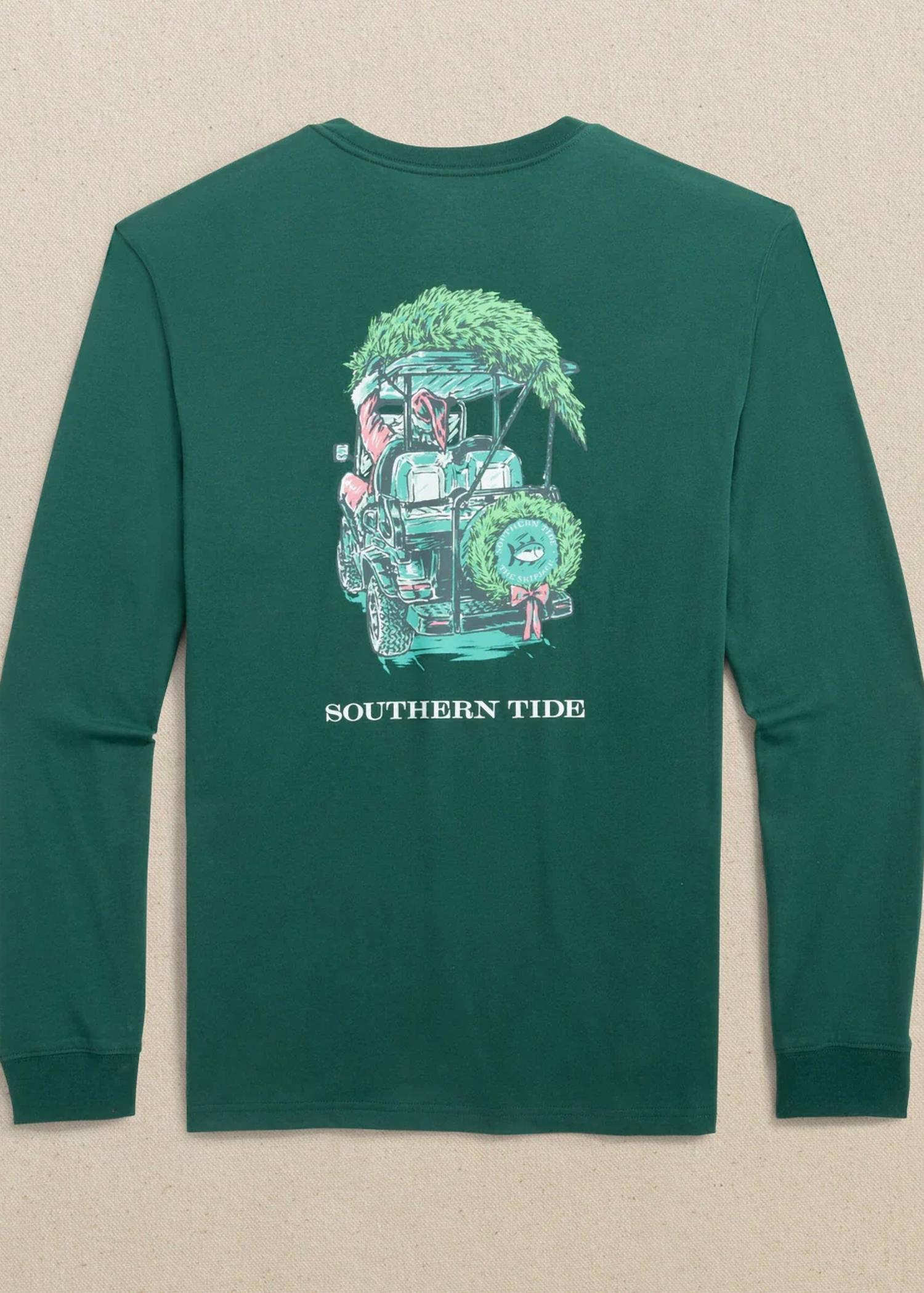 Southern Tide - Men's Club Car Santa Long Sleeve T-shirt