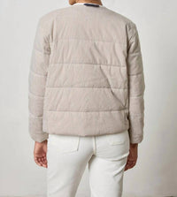Lilla P striped collarless Jacket in earth stripe - women's jacket - detail view