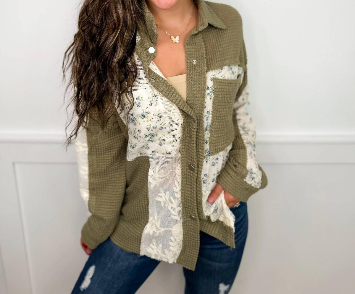 Davi & Dani - Unpredictable Times Knit Long Sleeve Button Up Top