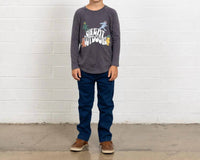 TINY WHALES Great Outdoors Raglan Tee in mineral black - kids' long sleeve top