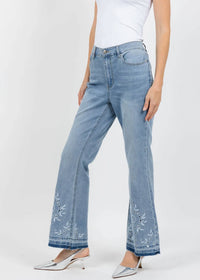 Oui - Embroidered Boot Cut Jeans