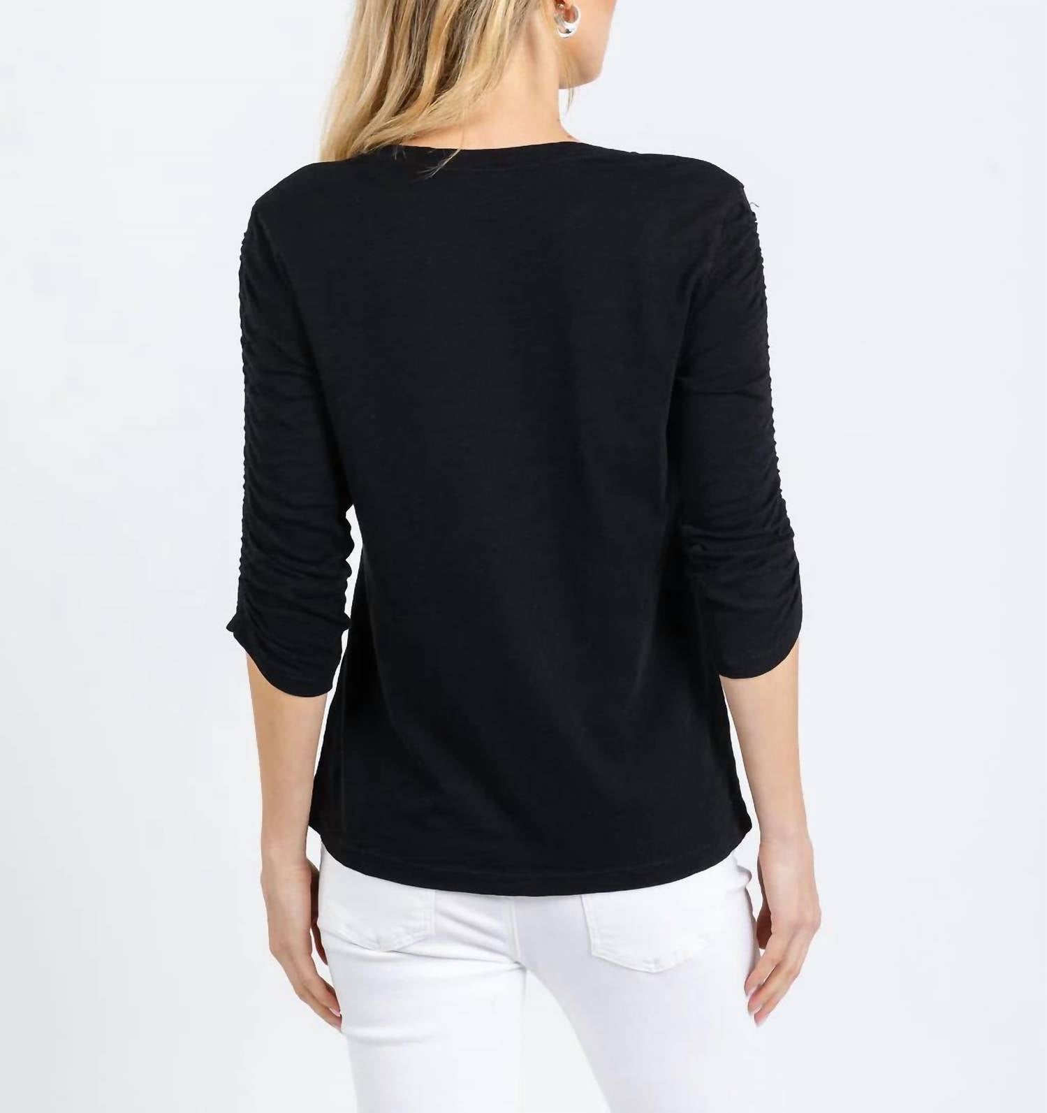 Elliott Lauren - Crissy Crew Neck Ruched Sleeve Tee