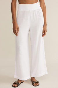 Z Supply Cassidy Gauze Full Length Pant in white - women's pants