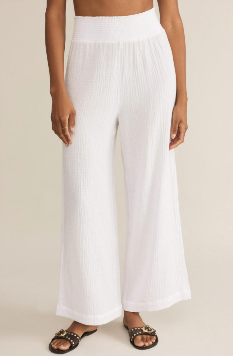 Z Supply Cassidy Gauze Full Length Pant in white - women's pants