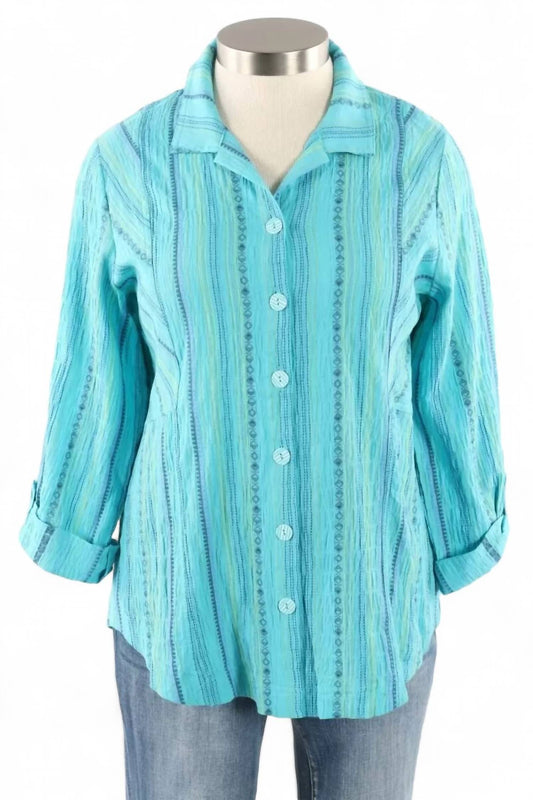 Habitat - WOMEN'S WOVEN BUTTON UP CURVED HEM LONG TOP