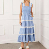 Karen Kane - Stripe Sleeveless Tiered Midi Dress