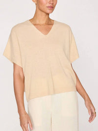 Brochu Walker Ophi Cashmere Vee Sweater in buff - women's sweater
