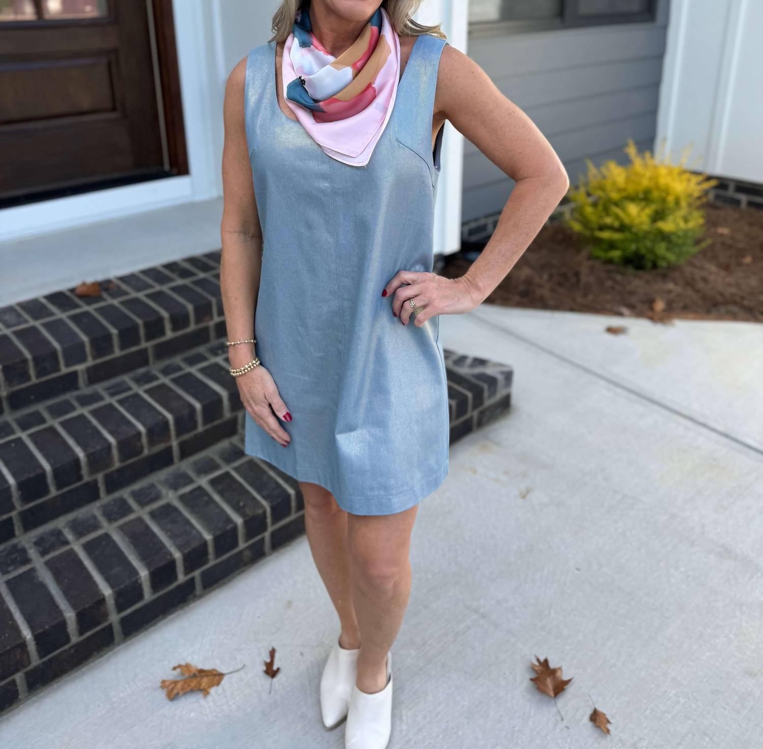 Glam - Scoop Neck Metallic Dress