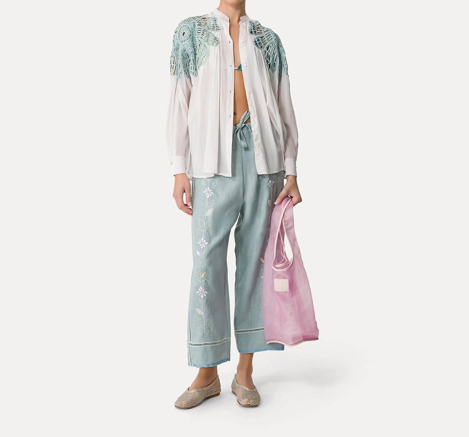 forte forte Floréal Embroidered Blouse in white - women's blouse - view 4