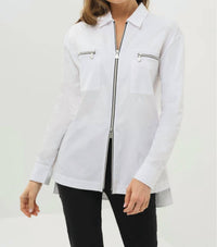 Anatomie Kari Poplin Zip Shirt in white - women's long sleeve top
