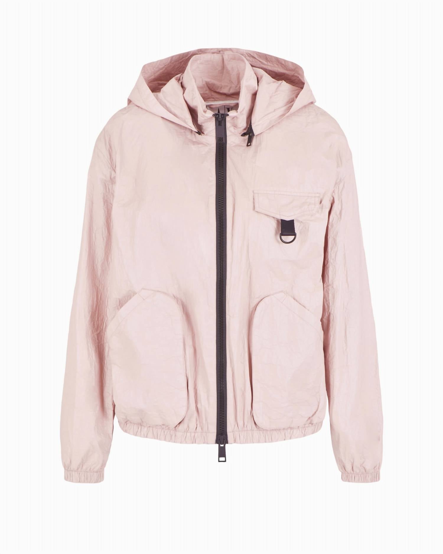 Armani Exchange Non-woven Fabric Cargo Pocket Windbreaker Jacket in milk punch - women's jacket - view 6