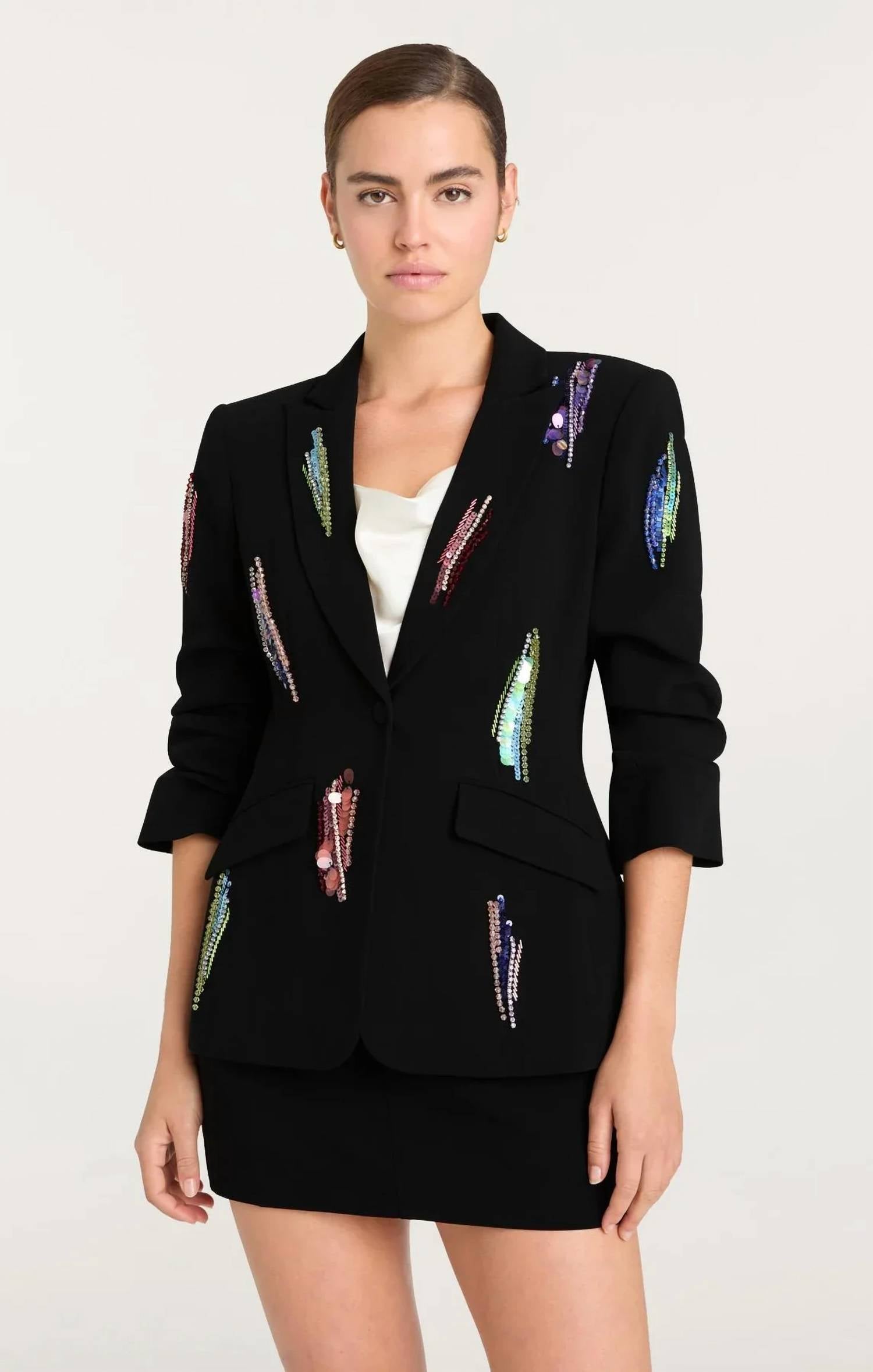 Cinq A Sept - Paillette Whirl Scrunched Cheyenne Blazer