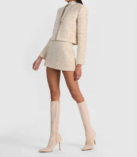alice + olivia Kidman Embellished Tweed Jacket in natural - women's jacket - alternate view