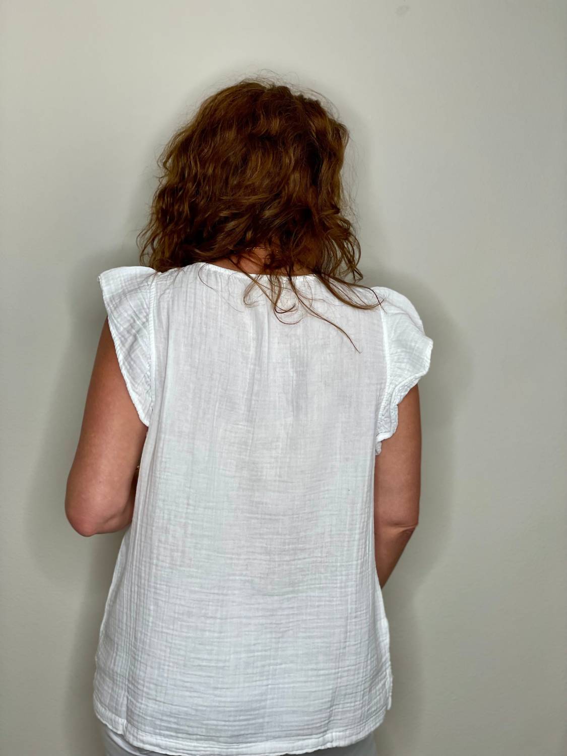 Dylan - Gauze Ruffle V-Neck Top