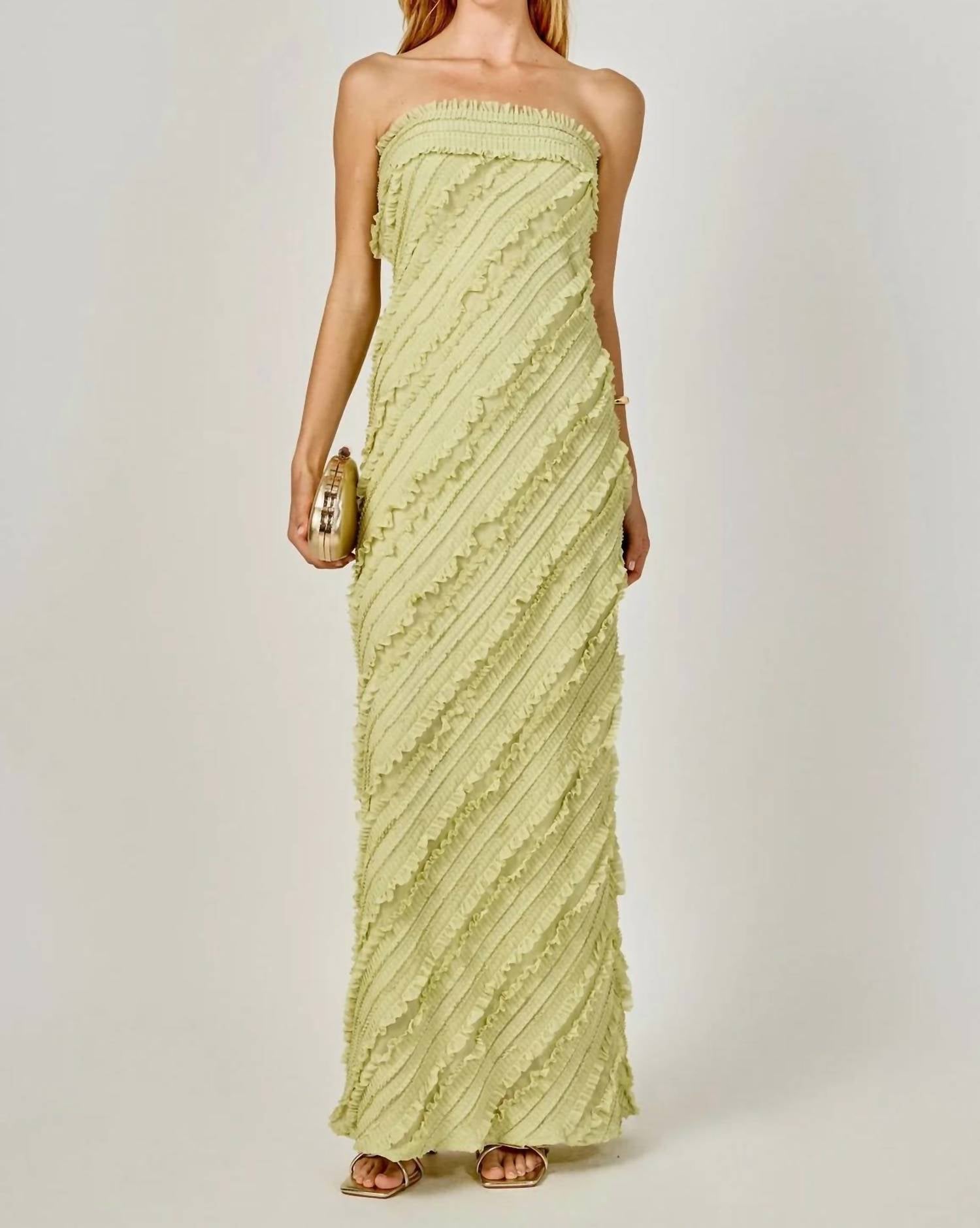 Endless Rose - Strapless Ruffled Maxi Dress