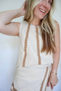 Strut & Bolt - Emily Whipstitch Crochet Linen Top & Skort Set