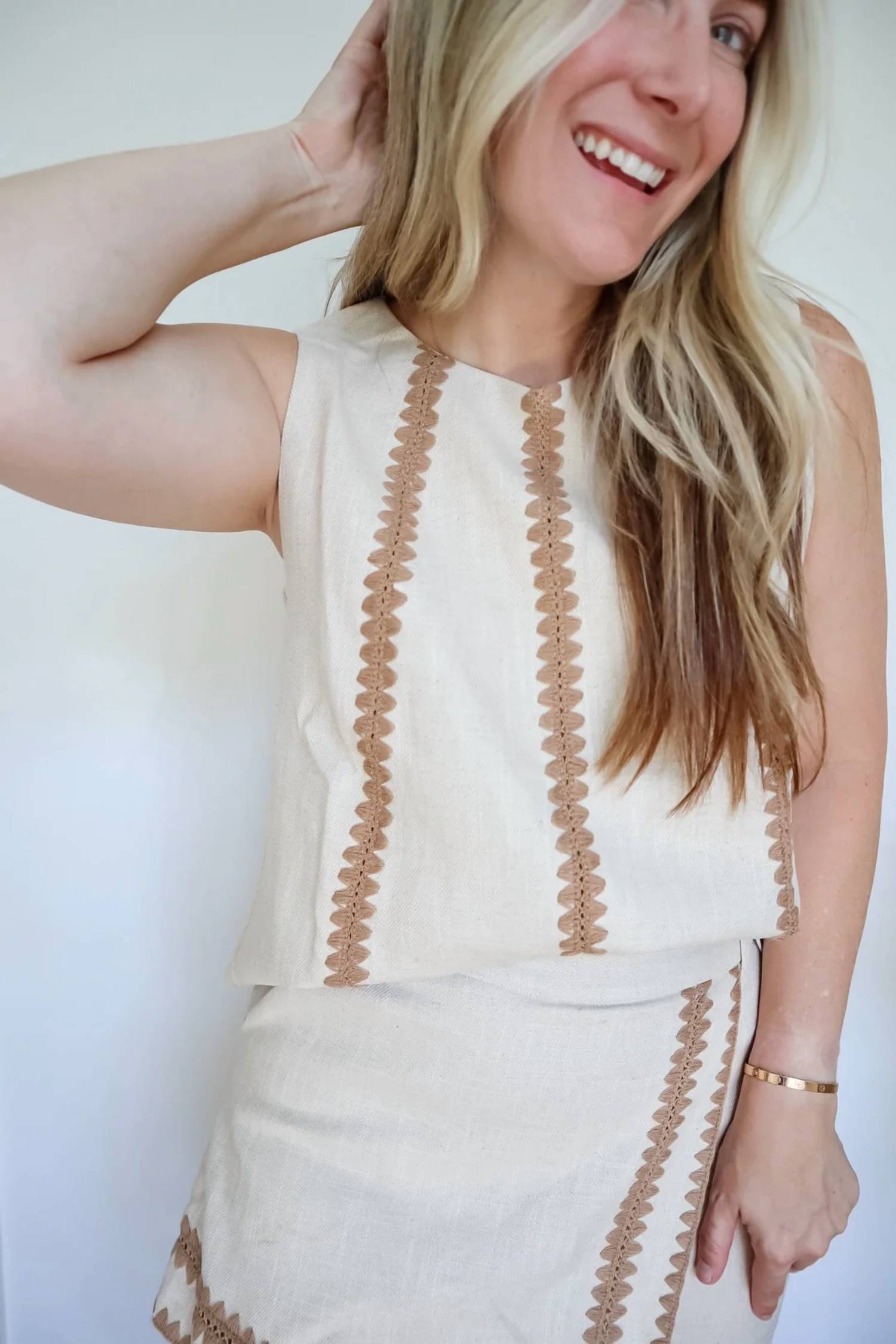 Strut & Bolt - Emily Whipstitch Crochet Linen Top & Skort Set