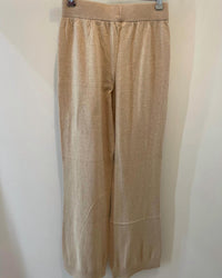 Minnie Rose Women's Cotton Cashmere Frayed Edge Wide Leg Pants in brown sugar - women's pants - detail view