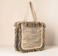 Elektra'S Workshop - Women's Handmade Woven Leather Fringe Tote Bag