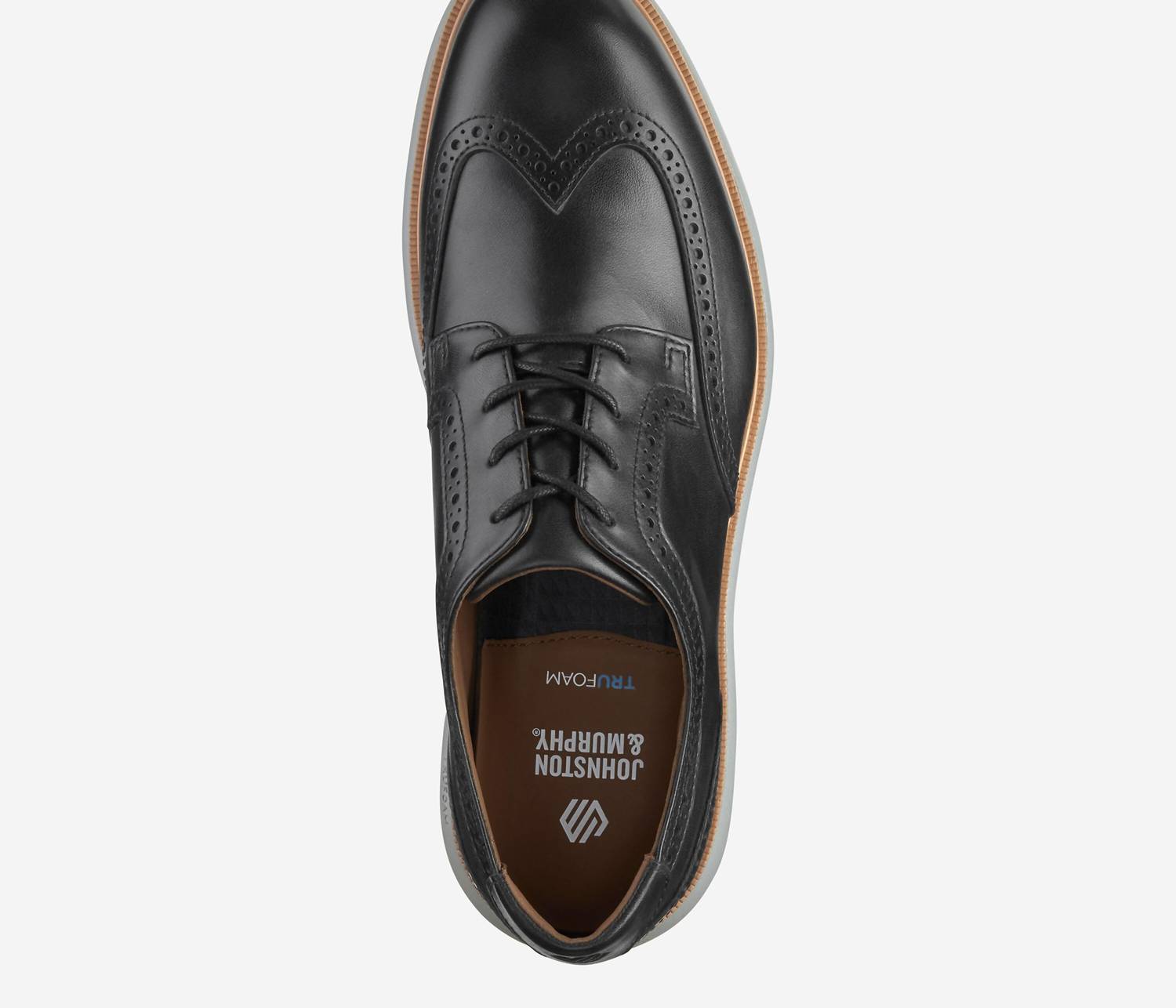JOHNSTON & MURPHY Men's Larkin Wingtip Oxfords in black italian calfskin - men's shoe