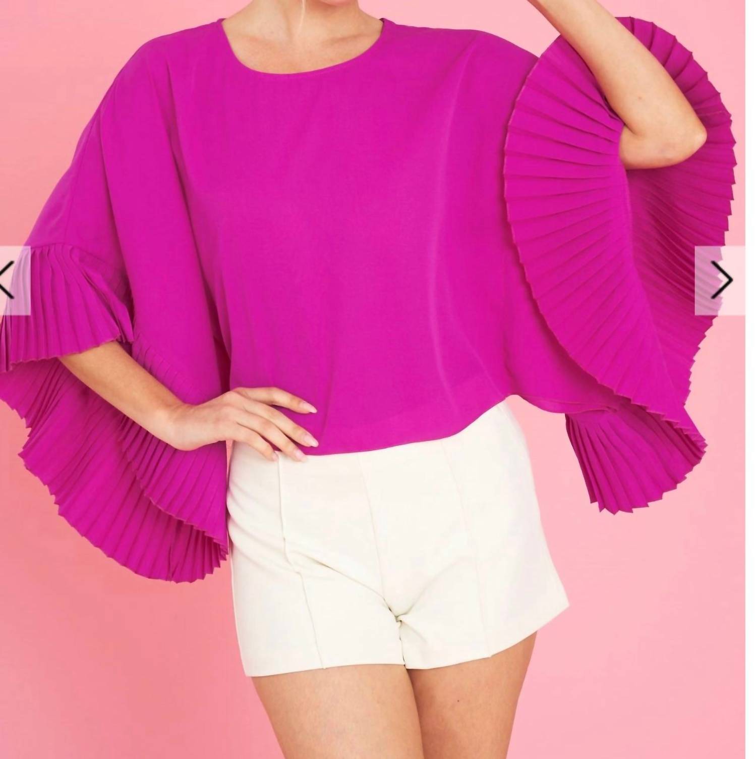 Glam - Cecilia Pleated Sleeve Top
