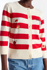Brodie Cashmere - French Embroidery Crew Cardigan